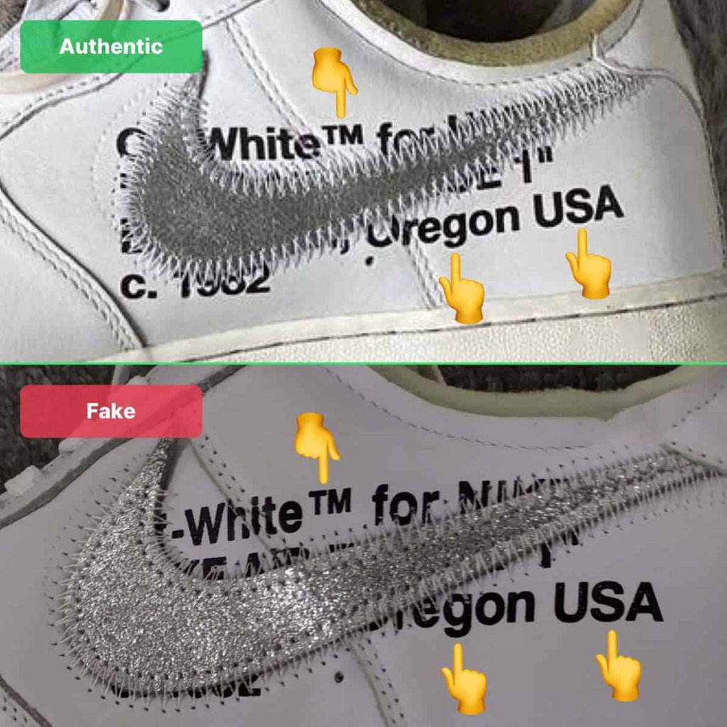 off white air force 1 fake vs real