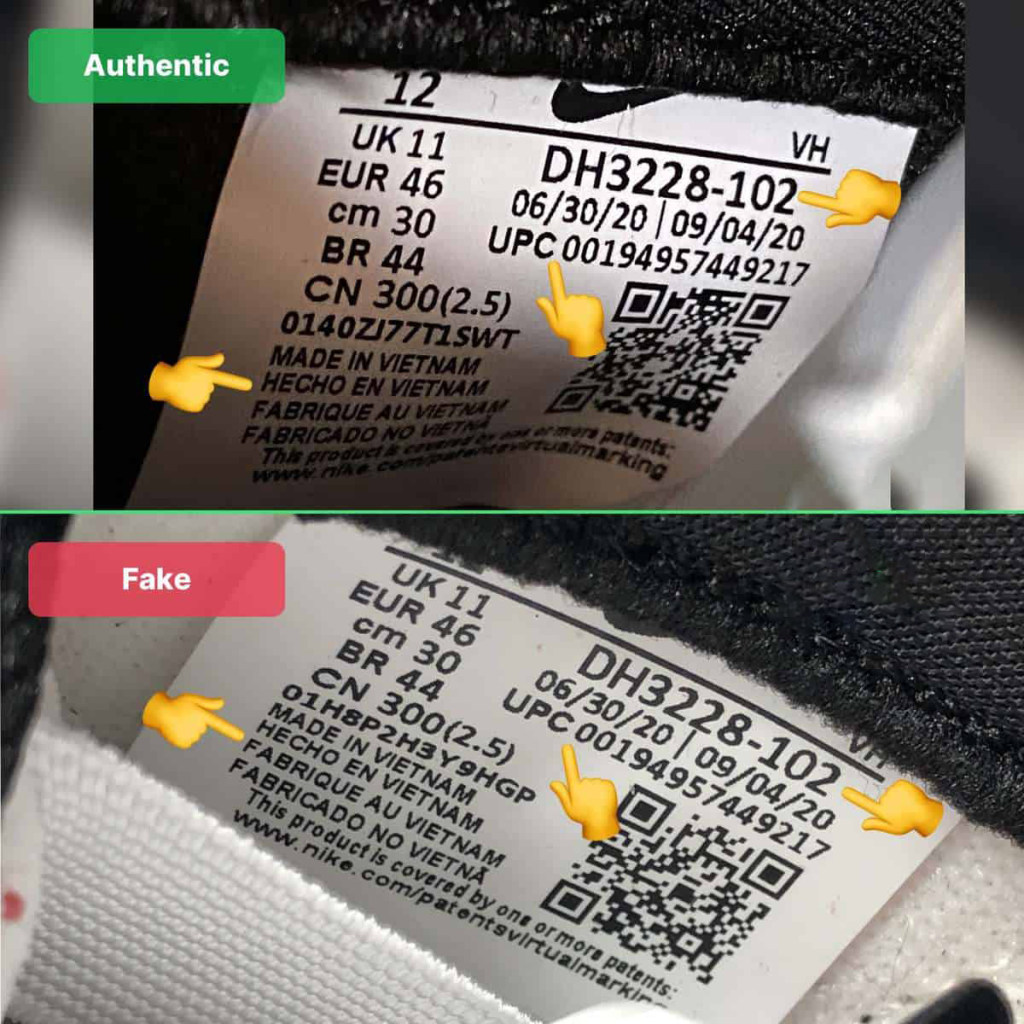 Step 2: Real vs fake Nike AF1 size tag