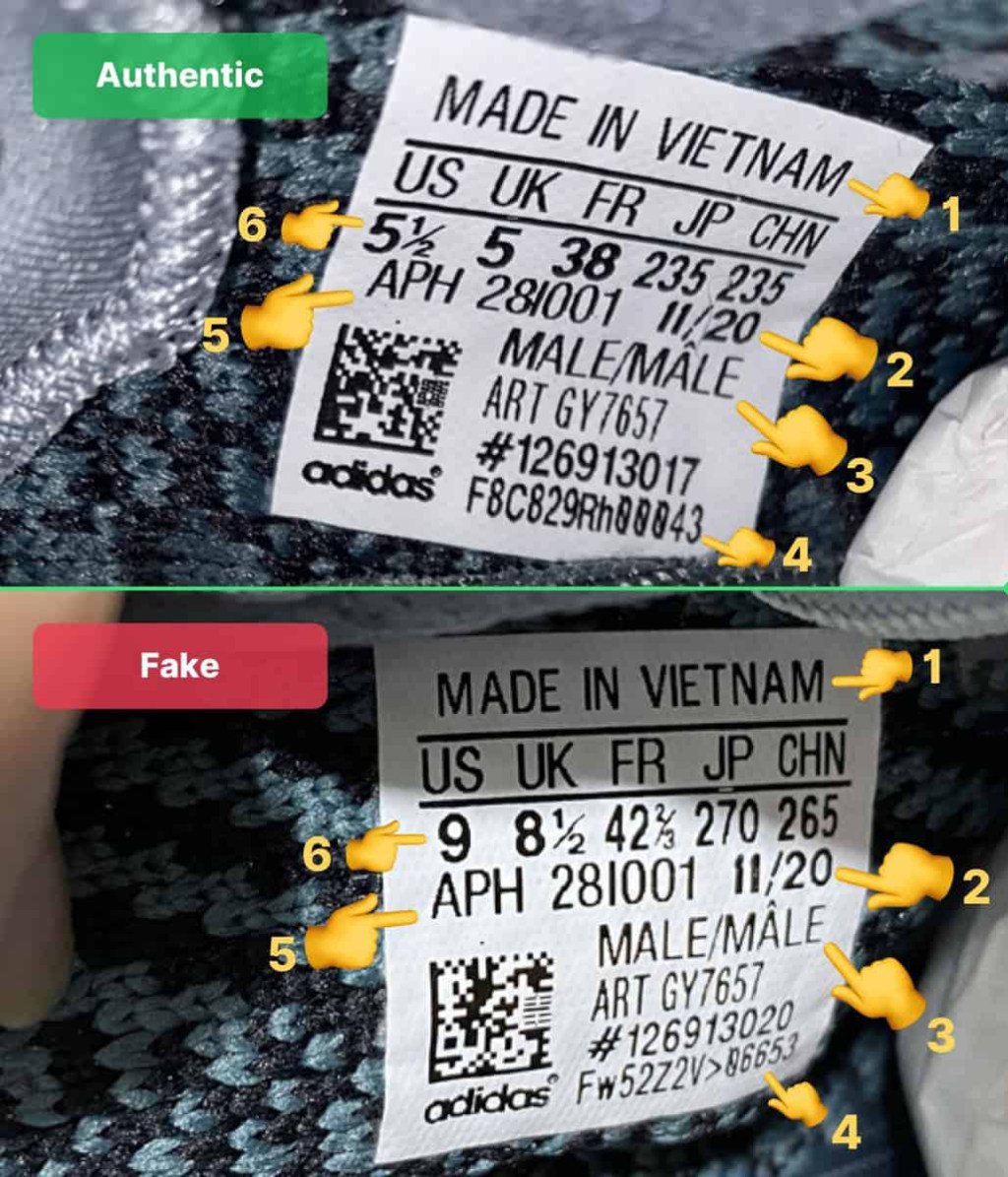 Step 2: Real vs fake Nike AF1 size tag